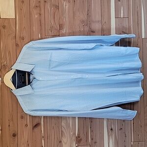Kenneth Cole Slim-Fit Button-Down Shirt, Size XL, Baby Blue, Pearl White Buttons